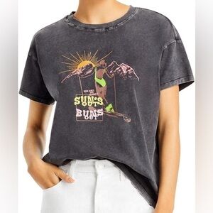 Paige Ryo Graphic Retro Ski Artwork Short Sleeve T-Shirt - Grey Acid Wash